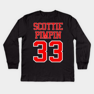 Scottie Pimpin 33 Jersey Shirsey (Black & White Lettering) T-Shirt Kids Long Sleeve T-Shirt